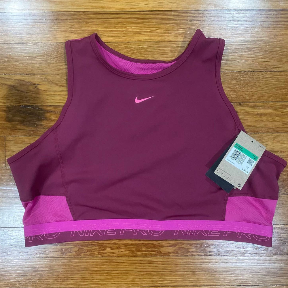 Nike Women's Burgundy and Pink Sports Top